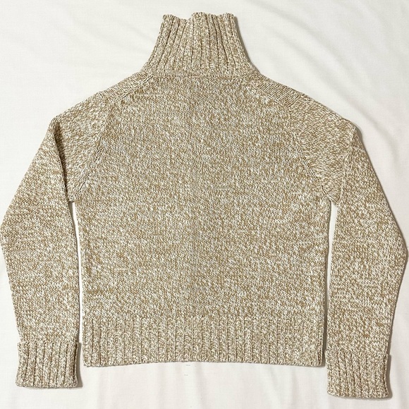 Vintage Gap Women’s Chunky Knit Sweater w/Full Zip Front, Marled Camel/White - L - Picture 11 of 15
